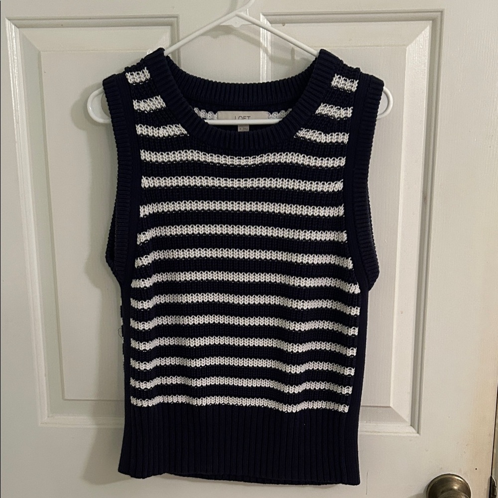 Striped Navy and White Sleeveless Top